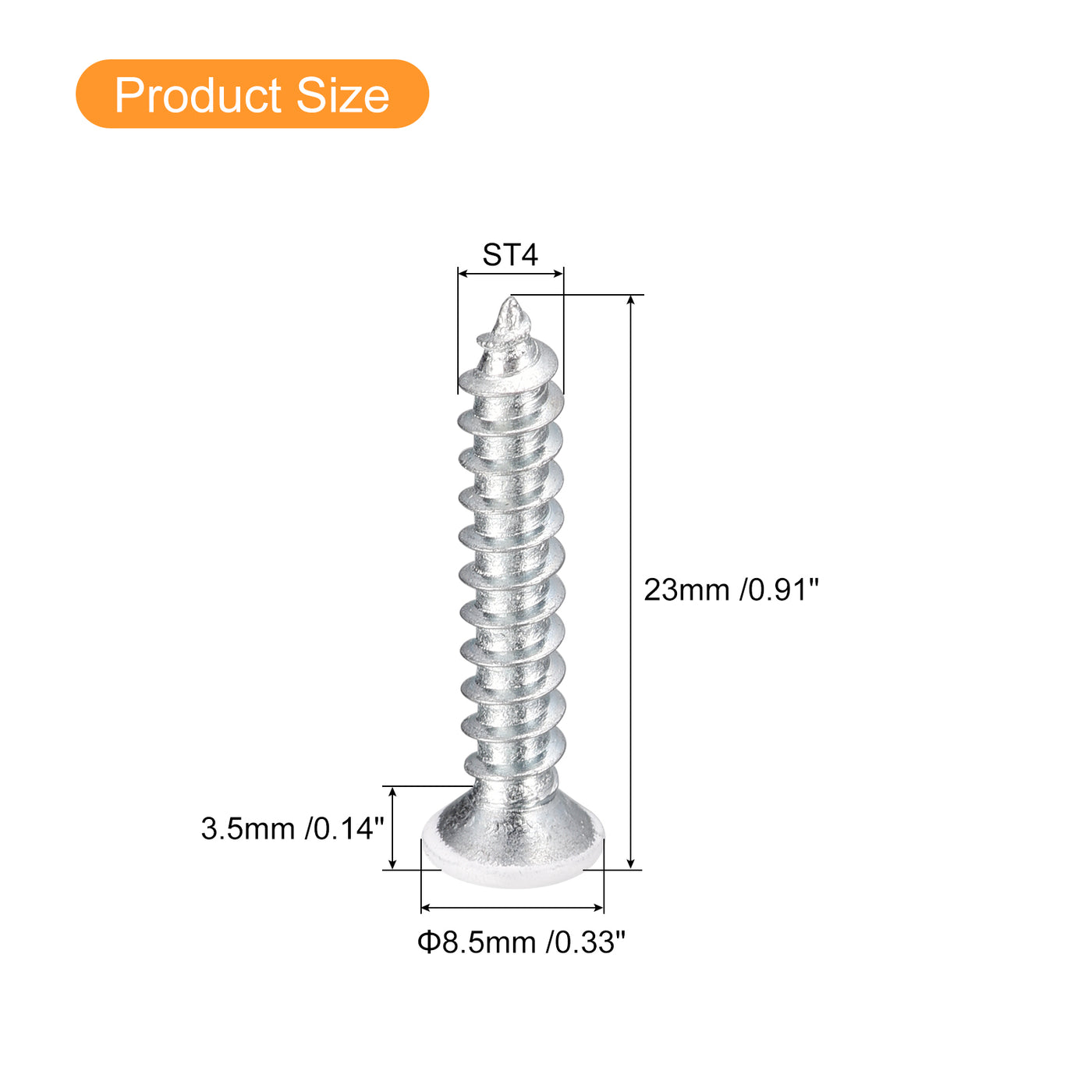 uxcell Uxcell ST4x23mm 100Stk Weiß Schrauben Selbstschneidend Schrauben Weiß Schrauben Selbstschneidend Schrauben Flach Kopf Kreuzschlitz Holz Schrauben für Holzarbeiten