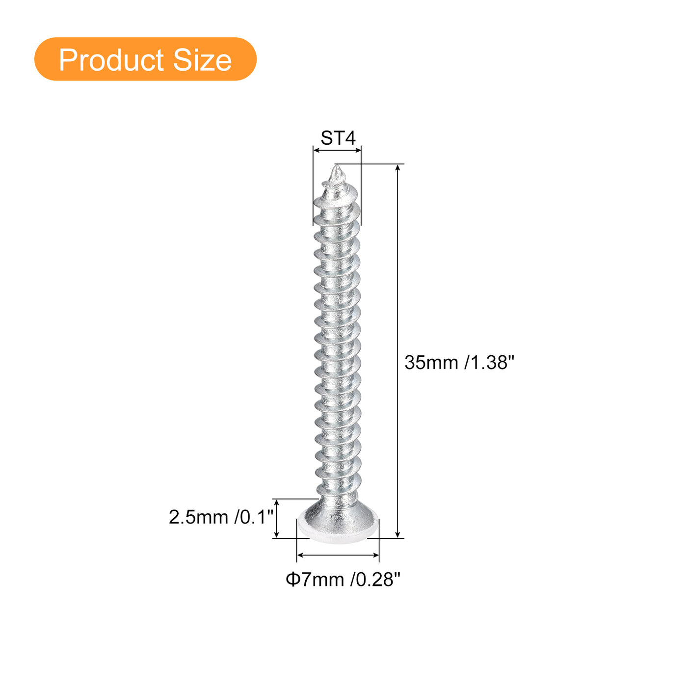 uxcell Uxcell ST4x35mm White Self Tapping Screws, 50pcs Flat Head Phillips Wood Screws