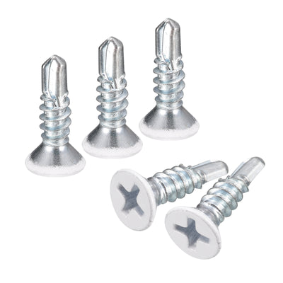 uxcell Uxcell White Screws Self Drilling Screws, Flat Head Phillips Sheet Metal Screw Wood to Metal Screws