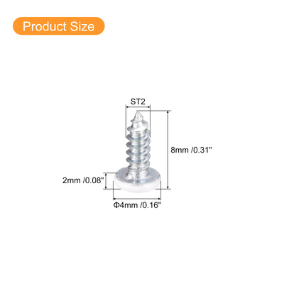 Harfington Uxcell ST2x8mm White Screws Self Tapping Screws, 100pcs Pan Head Phillips Screws