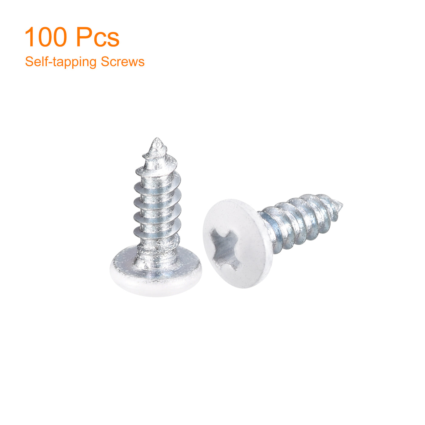 uxcell Uxcell ST2x8mm White Screws Self Tapping Screws, 100pcs Pan Head Phillips Screws