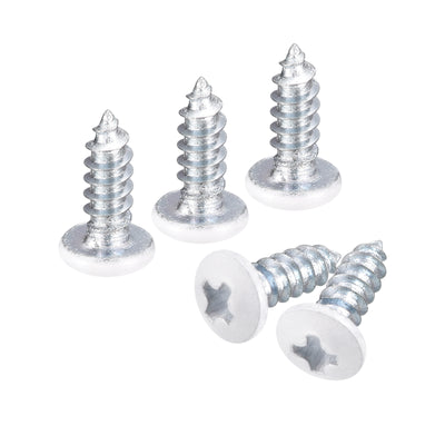 Harfington Uxcell ST2x8mm White Screws Self Tapping Screws, 100pcs Pan Head Phillips Screws