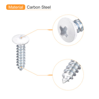 Harfington Uxcell ST2x10mm 100Stk Weiß Schrauben Selbstschneidend Schrauben Weiß Schrauben Selbstschneidend Schrauben Pfanne Kopf Kreuzschlitz Holz Schrauben für Holzarbeiten