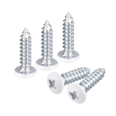 Harfington Uxcell ST2x10mm 100Stk Weiß Schrauben Selbstschneidend Schrauben Weiß Schrauben Selbstschneidend Schrauben Pfanne Kopf Kreuzschlitz Holz Schrauben für Holzarbeiten