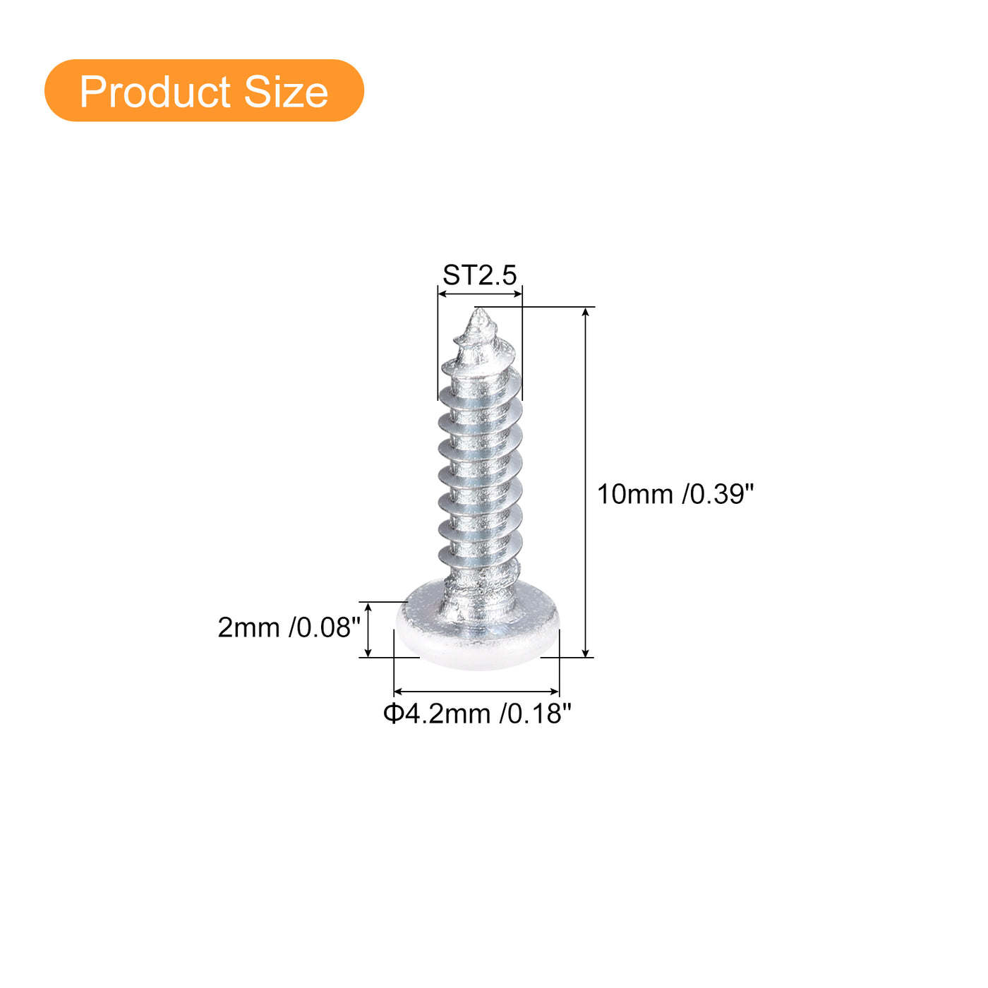 uxcell Uxcell ST2.5x10mm White Screws Self Tapping Screws, 100pcs Pan Head Phillips Screws