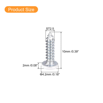 Harfington Uxcell ST2.5x10mm White Screws Self Tapping Screws, 100pcs Pan Head Phillips Screws