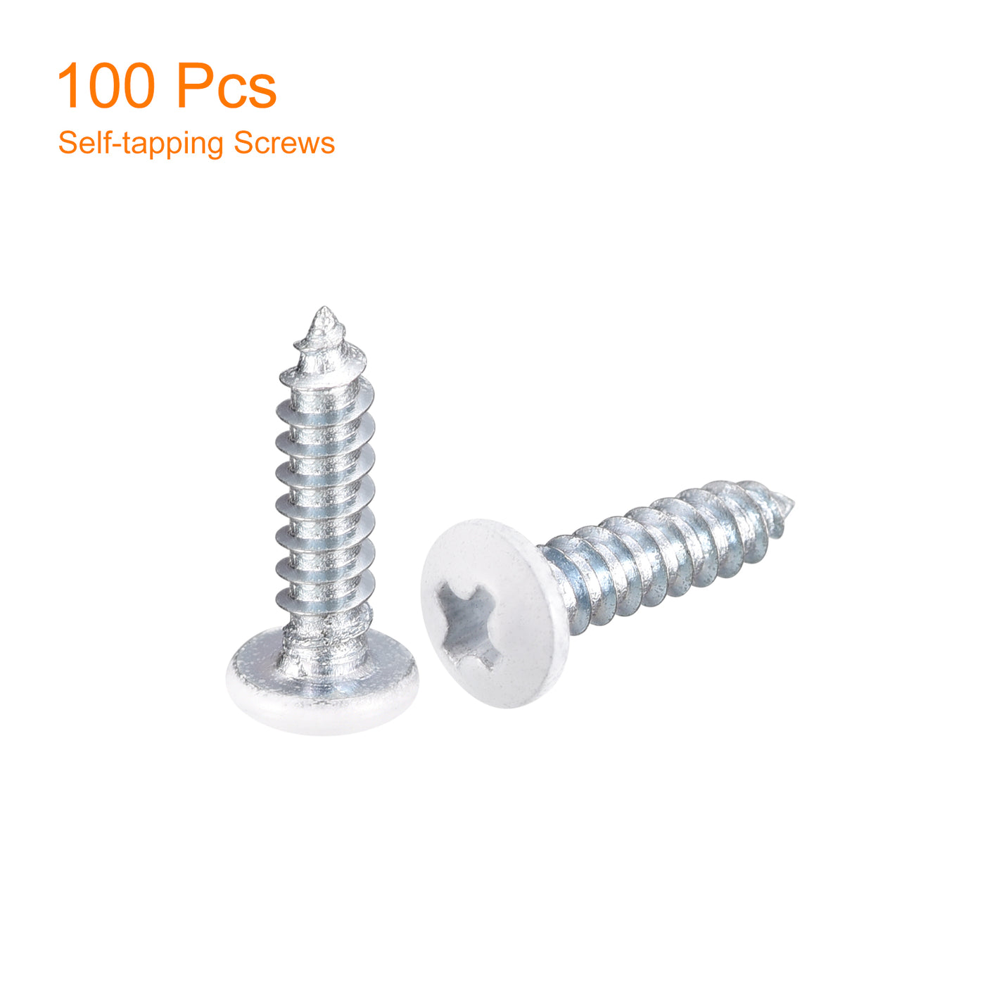 uxcell Uxcell ST2.5x10mm White Screws Self Tapping Screws, 100pcs Pan Head Phillips Screws