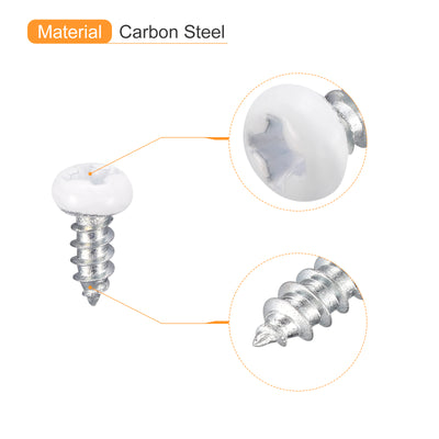 Harfington Uxcell ST3x6mm 100Stk Weiß Schrauben Selbstschneidend Schrauben Weiß Schrauben Selbstschneidend Schrauben Pfanne Kopf Kreuzschlitz Holz Schrauben für Holzarbeiten
