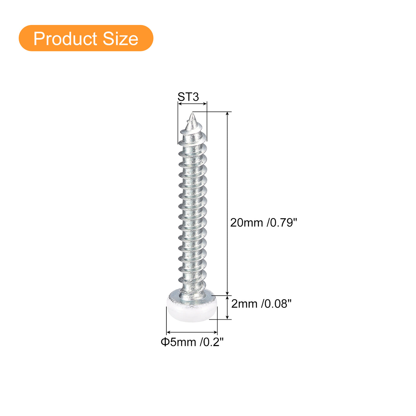 uxcell Uxcell ST3x20mm White Screws Self Tapping Screws, 100pcs Pan Head Phillips Screws