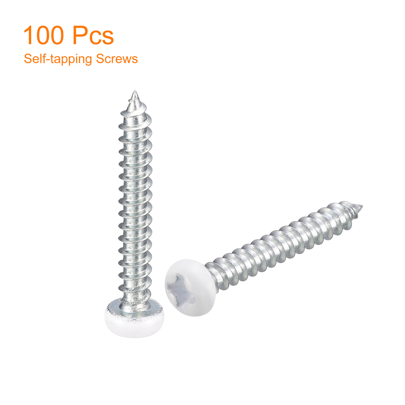 uxcell Uxcell ST3x20mm White Screws Self Tapping Screws, 100pcs Pan Head Phillips Screws