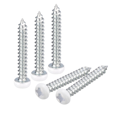 Harfington Uxcell ST3x20mm White Screws Self Tapping Screws, 100pcs Pan Head Phillips Screws