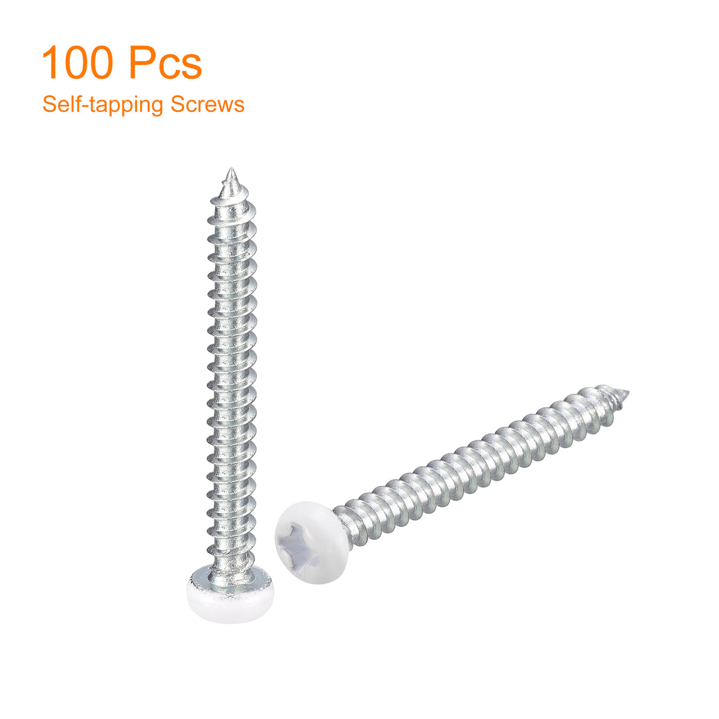 uxcell Uxcell ST3x30mm White Screws Self Tapping Screws, 100pcs Pan Head Phillips Screws