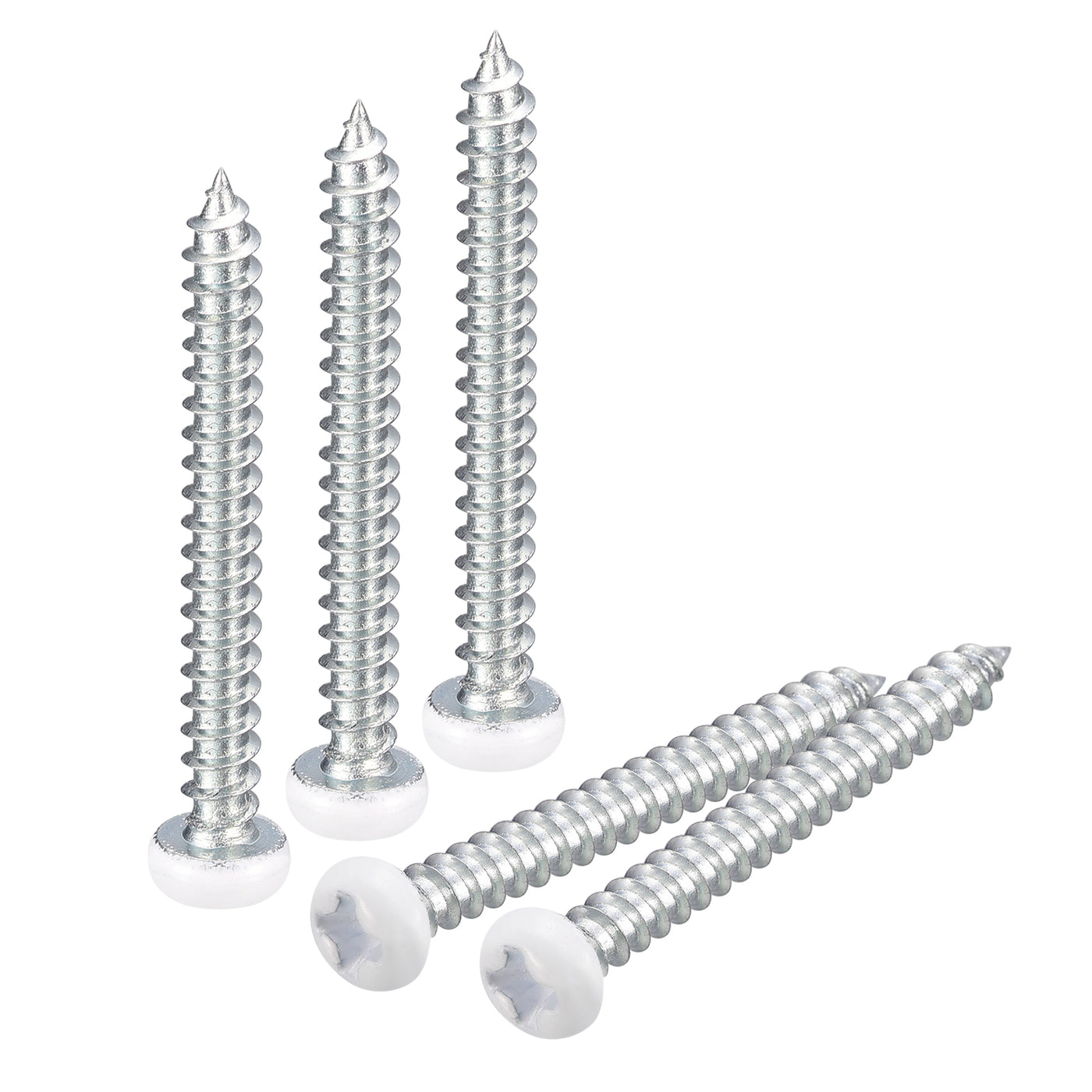 uxcell Uxcell ST3x30mm White Screws Self Tapping Screws, 100pcs Pan Head Phillips Screws