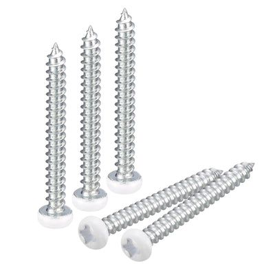 Harfington Uxcell ST3x30mm White Screws Self Tapping Screws, 100pcs Pan Head Phillips Screws