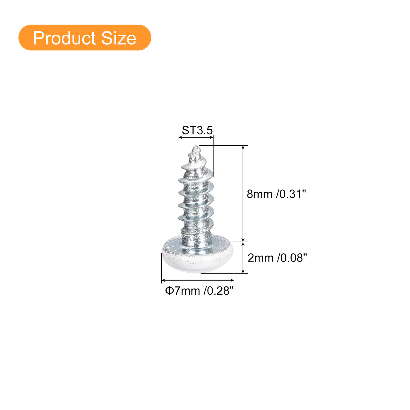 uxcell Uxcell ST3.5x8mm White Screws Self Tapping Screws, 50pcs Pan Head Phillips Screws