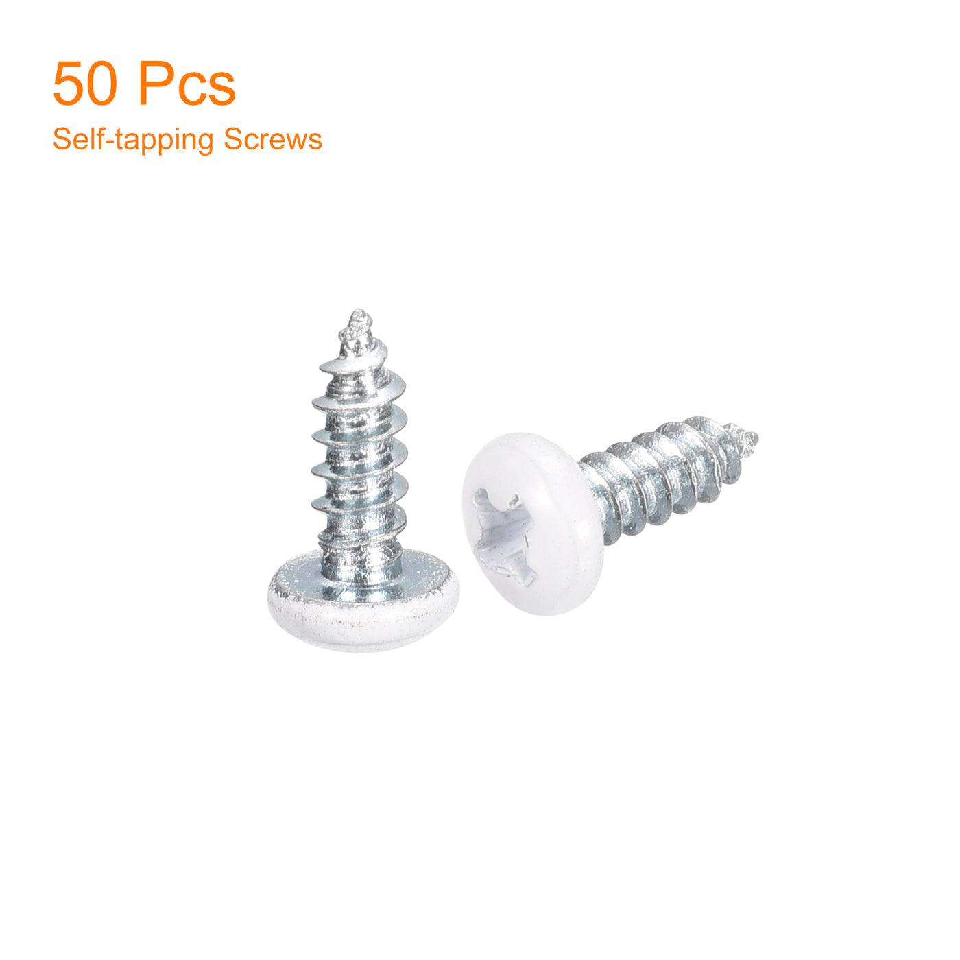 uxcell Uxcell ST3.5x8mm White Screws Self Tapping Screws, 50pcs Pan Head Phillips Screws