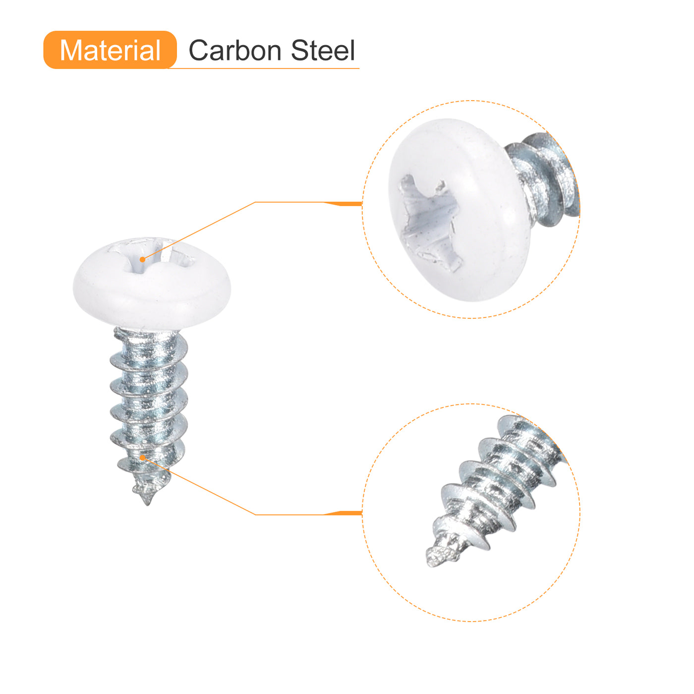 uxcell Uxcell ST3.5x10mm 50Stk Weiß Schrauben Selbstschneidend Schrauben Weiß Schrauben Selbstschneidend Schrauben Pfanne Kopf Kreuzschlitz Holz Schrauben für Holzarbeiten