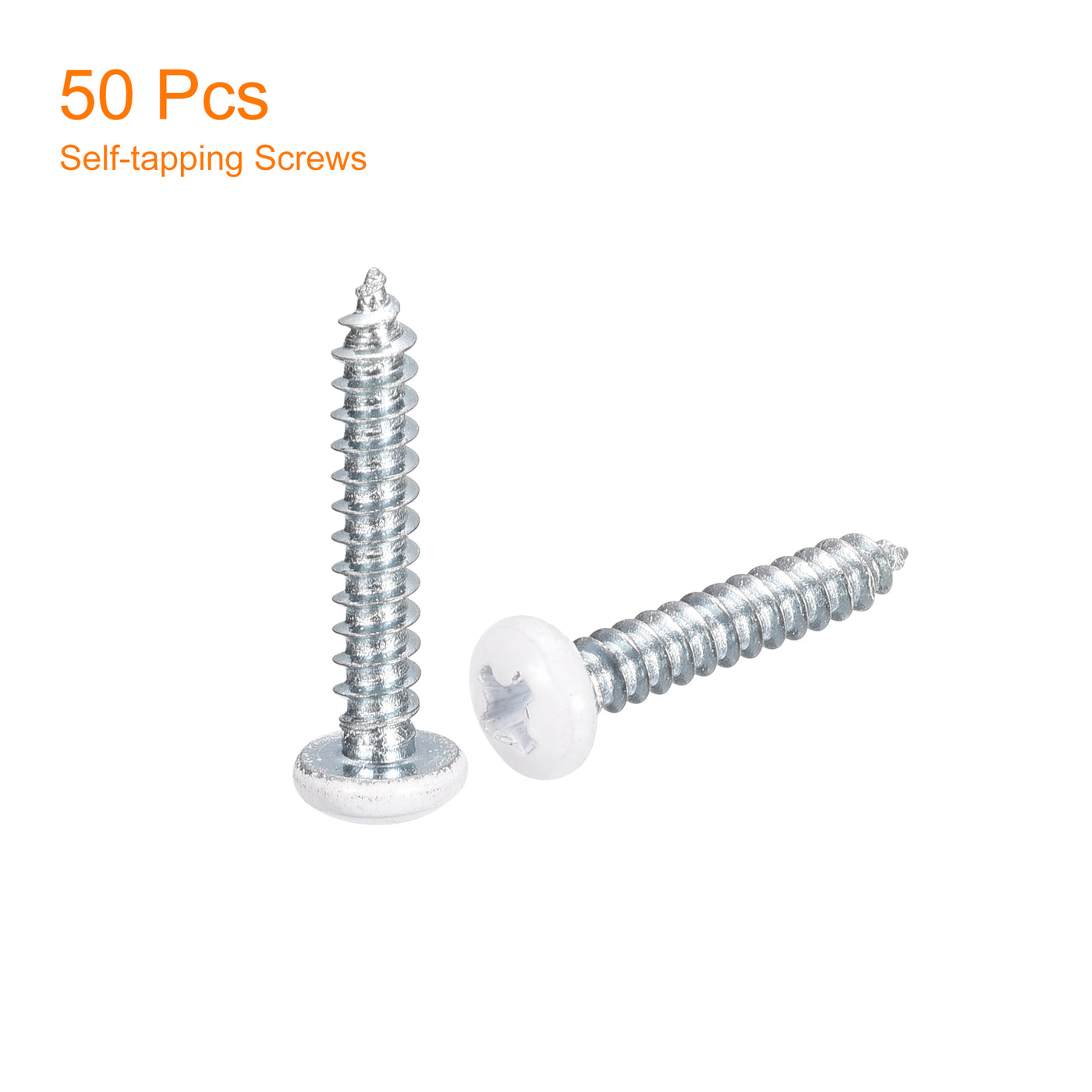 uxcell Uxcell ST3.5x20mm White Screws Self Tapping Screws, 50pcs Pan Head Phillips Screws