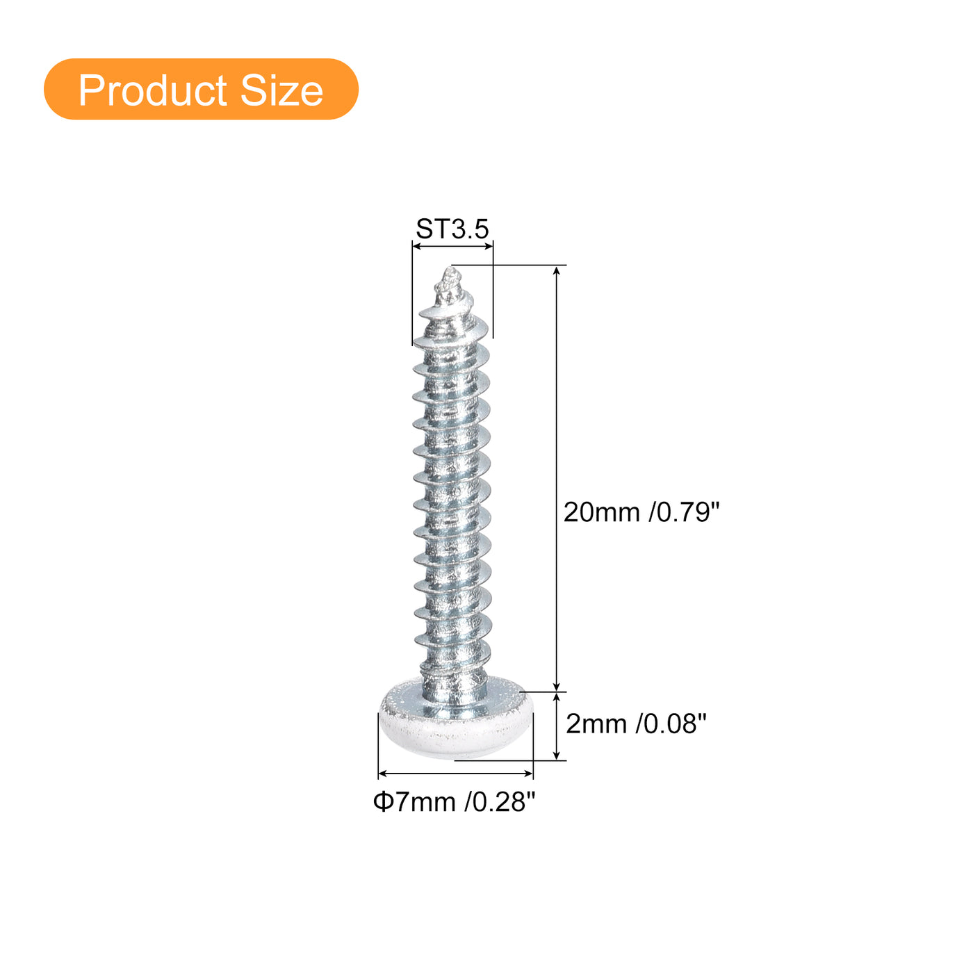 uxcell Uxcell ST3.5x20mm White Screws Self Tapping Screws, 100pcs Pan Head Phillips Screws