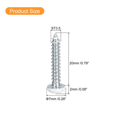 Harfington Uxcell ST3.5x20mm White Screws Self Tapping Screws, 100pcs Pan Head Phillips Screws