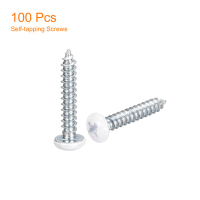 Harfington Uxcell ST3.5x20mm White Screws Self Tapping Screws, 100pcs Pan Head Phillips Screws