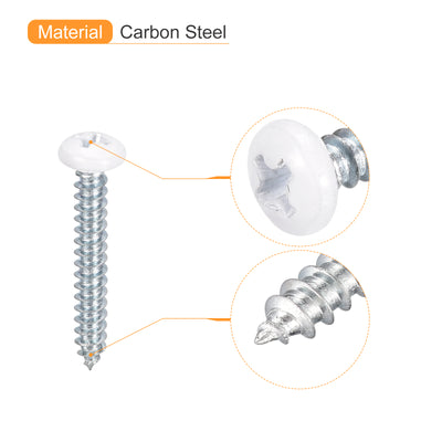 Harfington Uxcell ST3.5x25mm 25Stk Weiß Schrauben Selbstschneidend Schrauben Weiß Schrauben Selbstschneidend Schrauben Pfanne Kopf Kreuzschlitz Holz Schrauben für Holzarbeiten