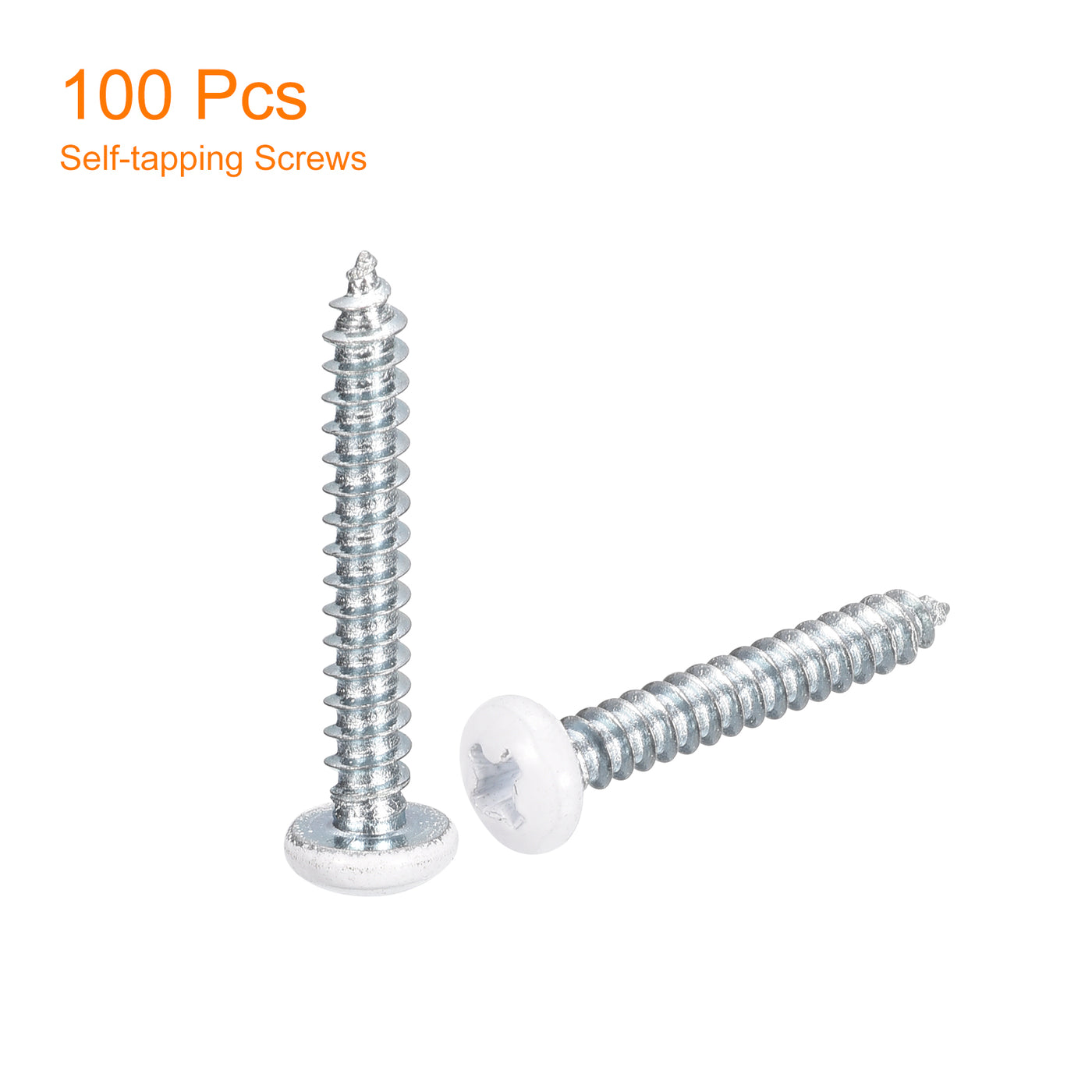 uxcell Uxcell ST3.5x25mm White Screws Self Tapping Screws, 100pcs Pan Head Phillips Screws