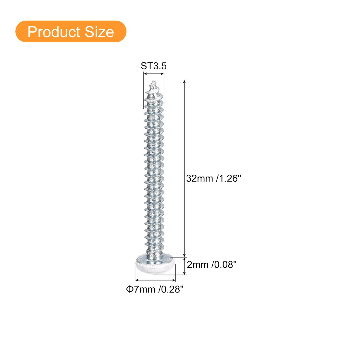 uxcell Uxcell ST3.5x32mm White Screws Self Tapping Screws, 50pcs Pan Head Phillips Screws