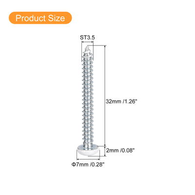 Harfington Uxcell ST3.5x32mm White Screws Self Tapping Screws, 50pcs Pan Head Phillips Screws