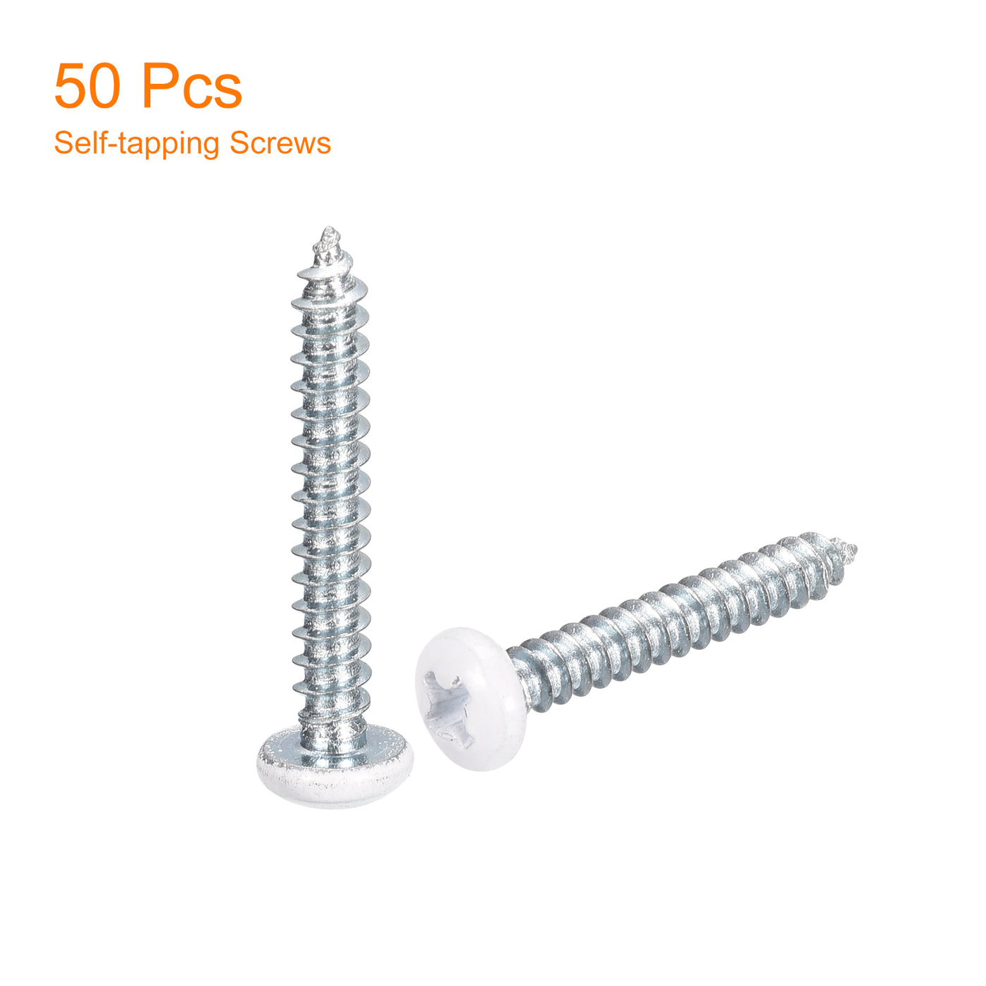 uxcell Uxcell ST3.5x32mm White Screws Self Tapping Screws, 50pcs Pan Head Phillips Screws