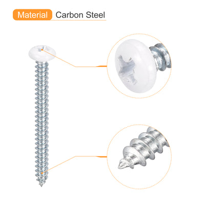 Harfington Uxcell ST3.5x40mm 100Stk Weiß Schrauben Selbstschneidend Schrauben Weiß Schrauben Selbstschneidend Schrauben Pfanne Kopf Kreuzschlitz Holz Schrauben für Holzarbeiten