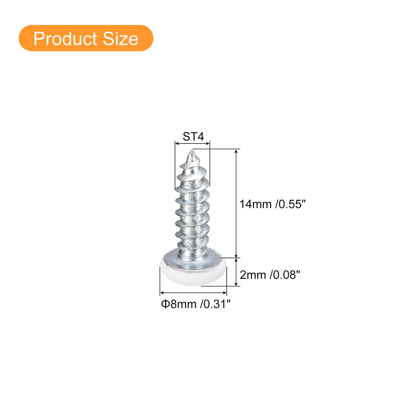 uxcell Uxcell ST4x14mm White Screws Self Tapping Screws, 25pcs Pan Head Phillips Screws