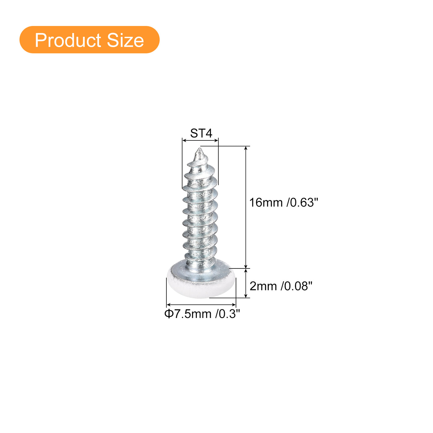 uxcell Uxcell ST4x16mm White Screws Self Tapping Screws, 25pcs Pan Head Phillips Screws