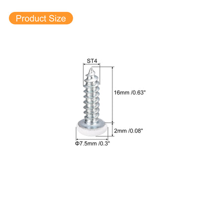 Harfington Uxcell ST4x16mm White Screws Self Tapping Screws, 25pcs Pan Head Phillips Screws