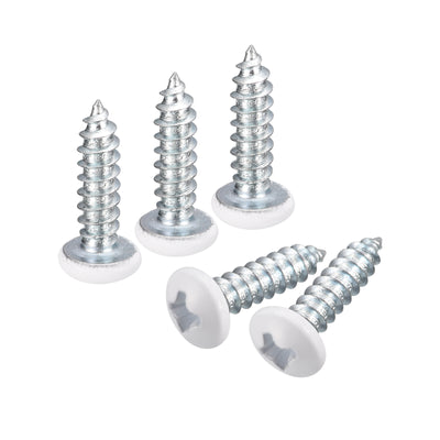 Harfington Uxcell ST4x16mm White Screws Self Tapping Screws, 25pcs Pan Head Phillips Screws