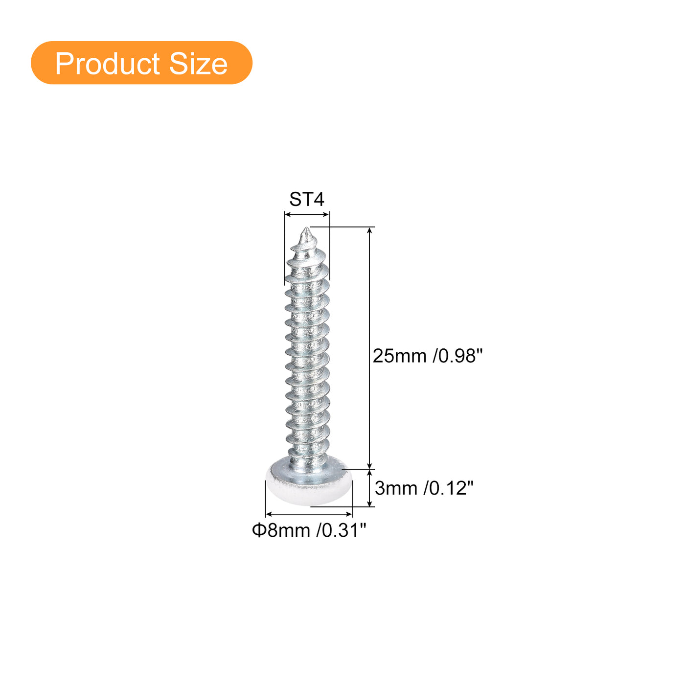 uxcell Uxcell ST4x25mm White Screws Self Tapping Screws, 50pcs Pan Head Phillips Screws