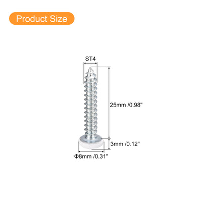 Harfington Uxcell ST4x25mm White Screws Self Tapping Screws, 50pcs Pan Head Phillips Screws