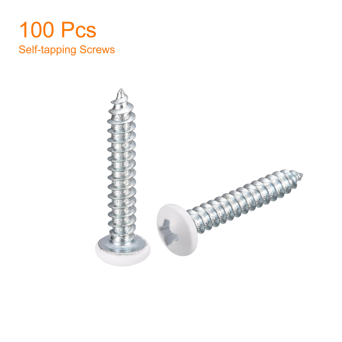 uxcell Uxcell ST4x25mm White Screws Self Tapping Screws, 100pcs Pan Head Phillips Screws