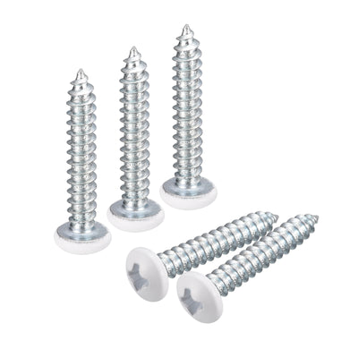 Harfington Uxcell ST4x25mm White Screws Self Tapping Screws, 100pcs Pan Head Phillips Screws