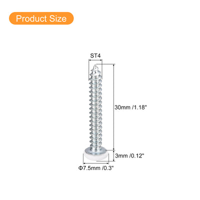 Harfington Uxcell ST4x30mm White Screws Self Tapping Screws, 100pcs Pan Head Phillips Screws