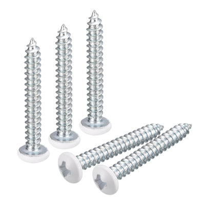 Harfington Uxcell ST4x30mm White Screws Self Tapping Screws, 100pcs Pan Head Phillips Screws