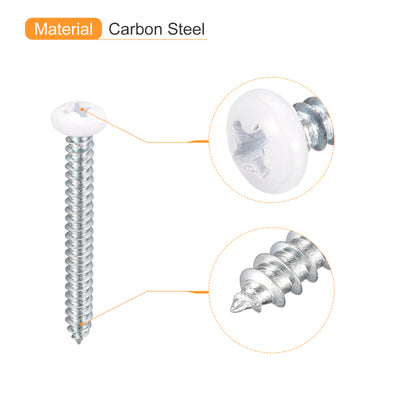 Harfington Uxcell ST4x35mm 50Stk Weiß Schrauben Selbstschneidend Schrauben Weiß Schrauben Selbstschneidend Schrauben Pfanne Kopf Kreuzschlitz Holz Schrauben für Holzarbeiten