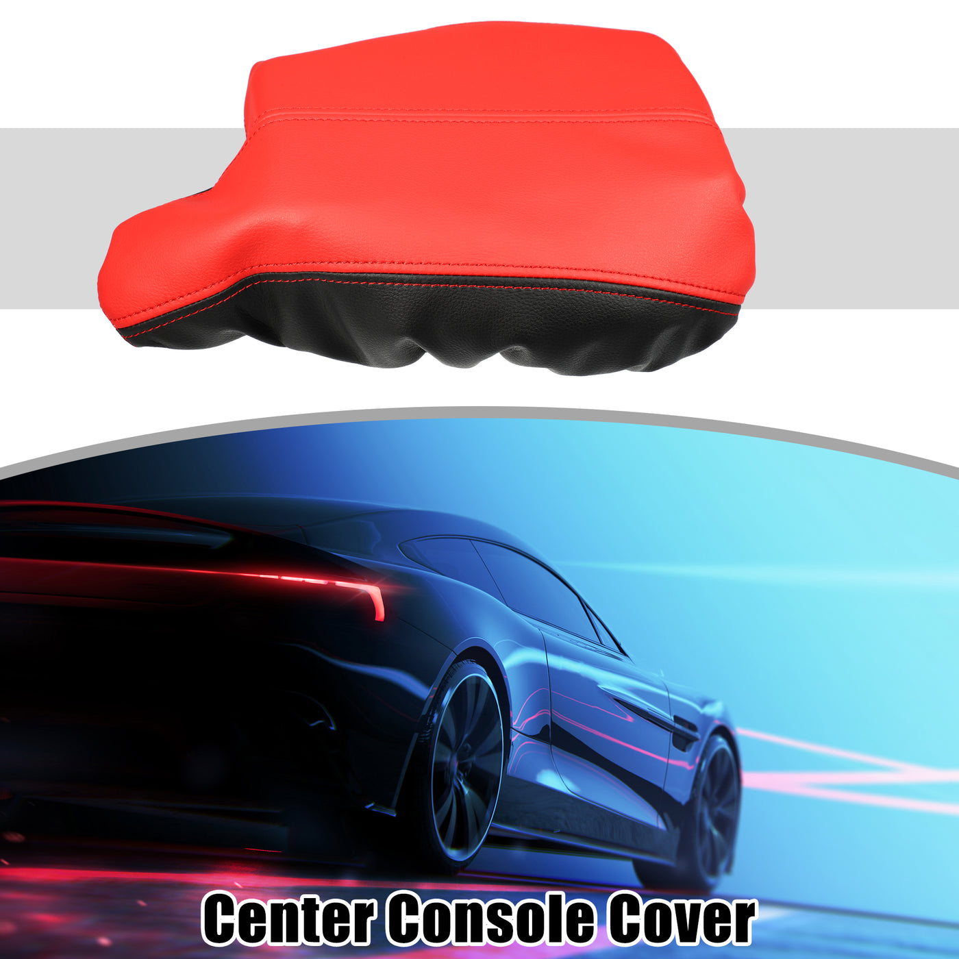 A ABSOPRO Center Console Cover Pad Waterproof Armrest Cover Protector for Honda Accord 2013-2017 Faux Leather Black Red