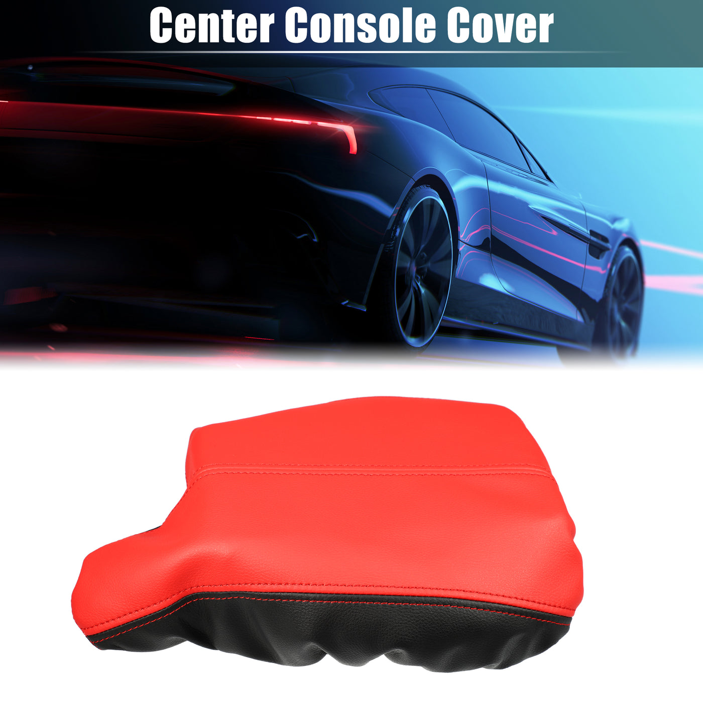 A ABSOPRO Center Console Cover Pad Waterproof Armrest Cover Protector for Honda Accord 2013-2017 Faux Leather Black Red