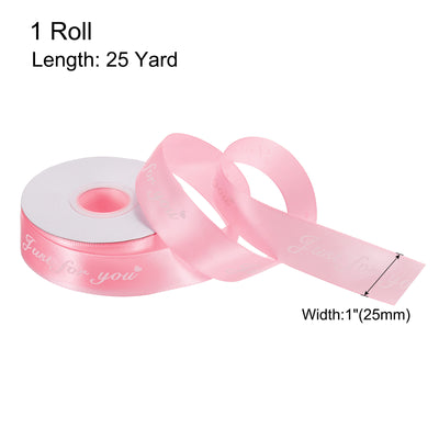 Harfington 25mm 25 Yard(23m) Breite Satinschleife Ripsband Valentine Hochzeit Schleife für Geschenkpapier Torte Box Bögen Nur für Sie Hell Rosa