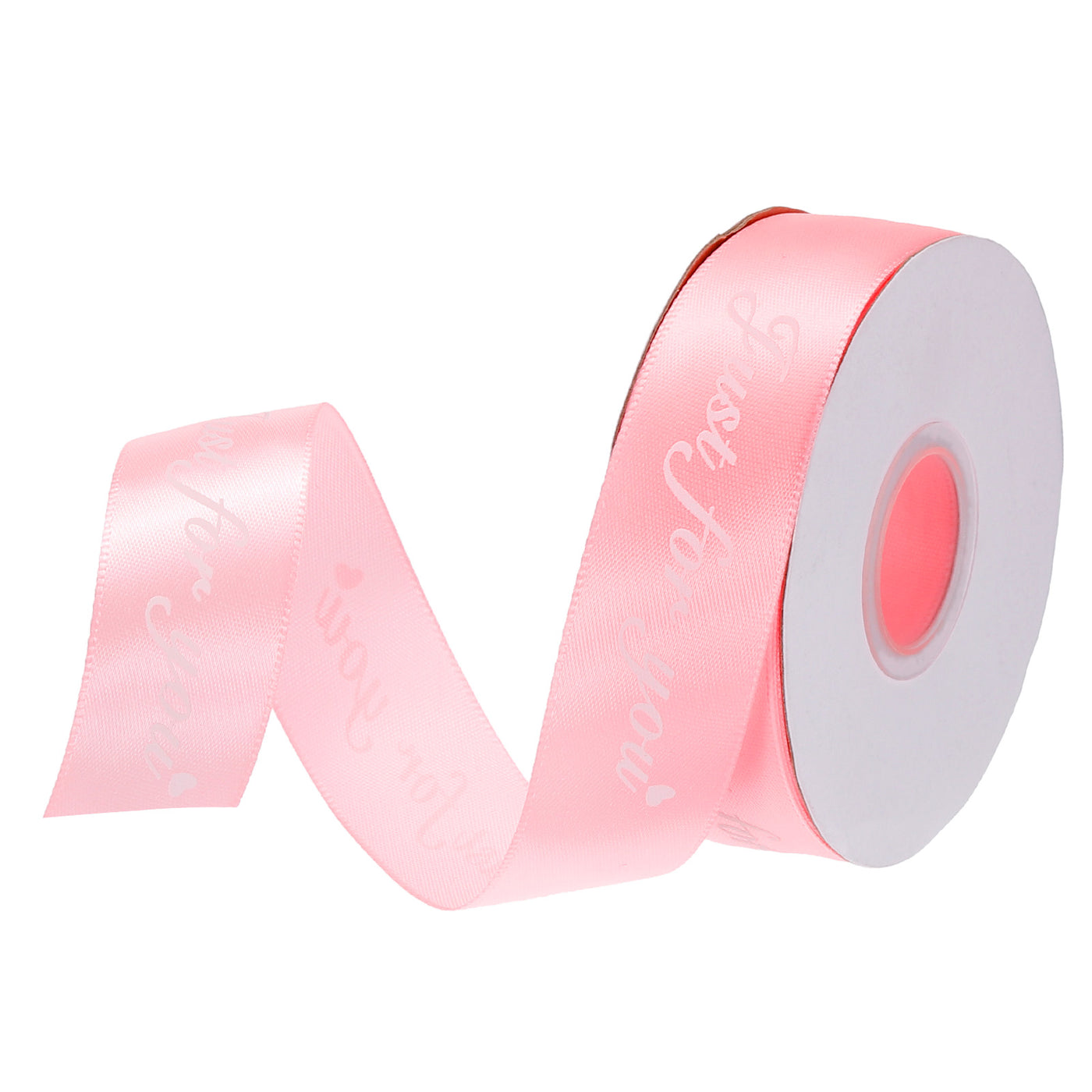 Harfington 1 Inch 25 Yard Wide Satin Ribbon Grosgrain Valentine Wedding Ribbon for Gift Wrapping Cake Box Bows, Just for You, Pink