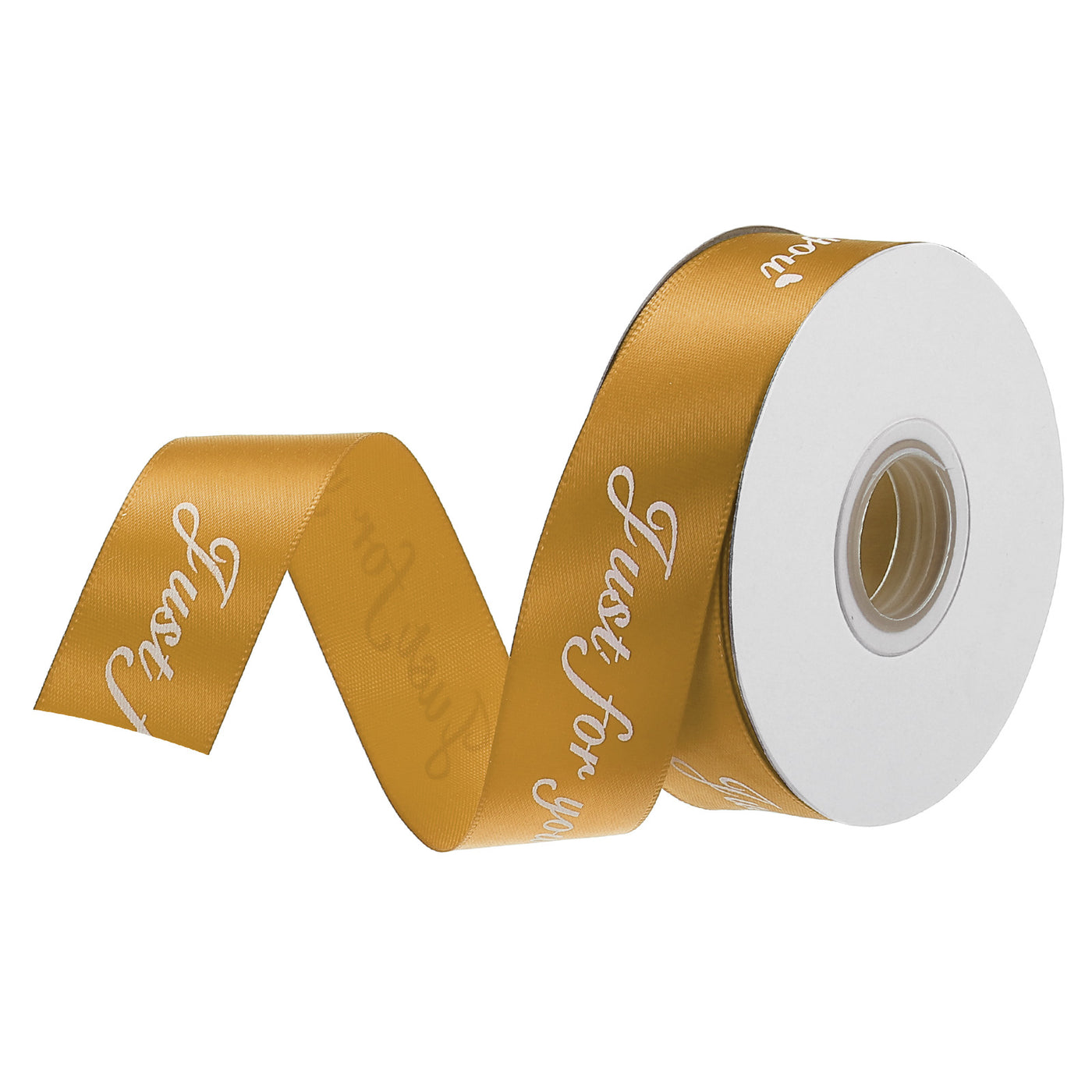 Harfington 1 Inch 25 Yard Wide Satin Ribbon Grosgrain Valentine Wedding Ribbon for Gift Wrapping Cake Box Bows, Just for You, Dark Gold