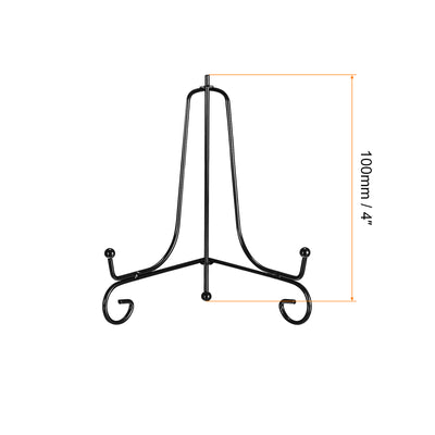 Harfington Uxcell 3Pcs 4 Inch Plate Stands for Display Iron Folding Easel Plate Holders, Black