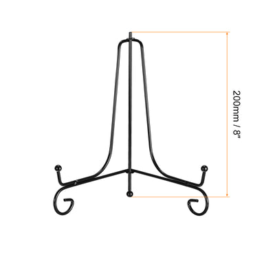 Harfington Uxcell 2Pcs 8 Inch Plate Stands for Display Iron Folding Easel Plate Holders, Black