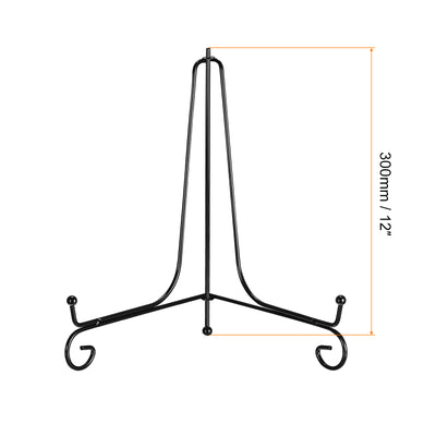 Harfington Uxcell 2Pcs 12 Inch Plate Stands for Display Iron Folding Easel Plate Holders, Black